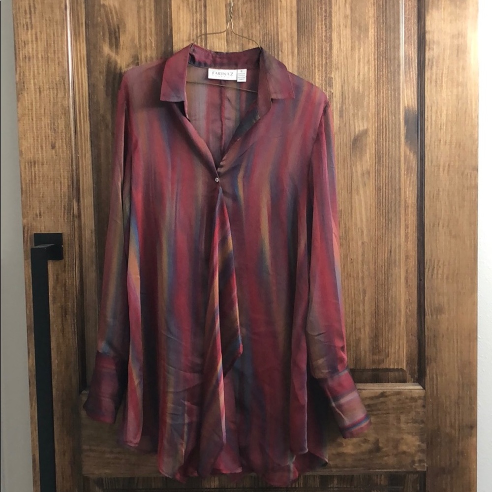 Sheer burgundy blouse